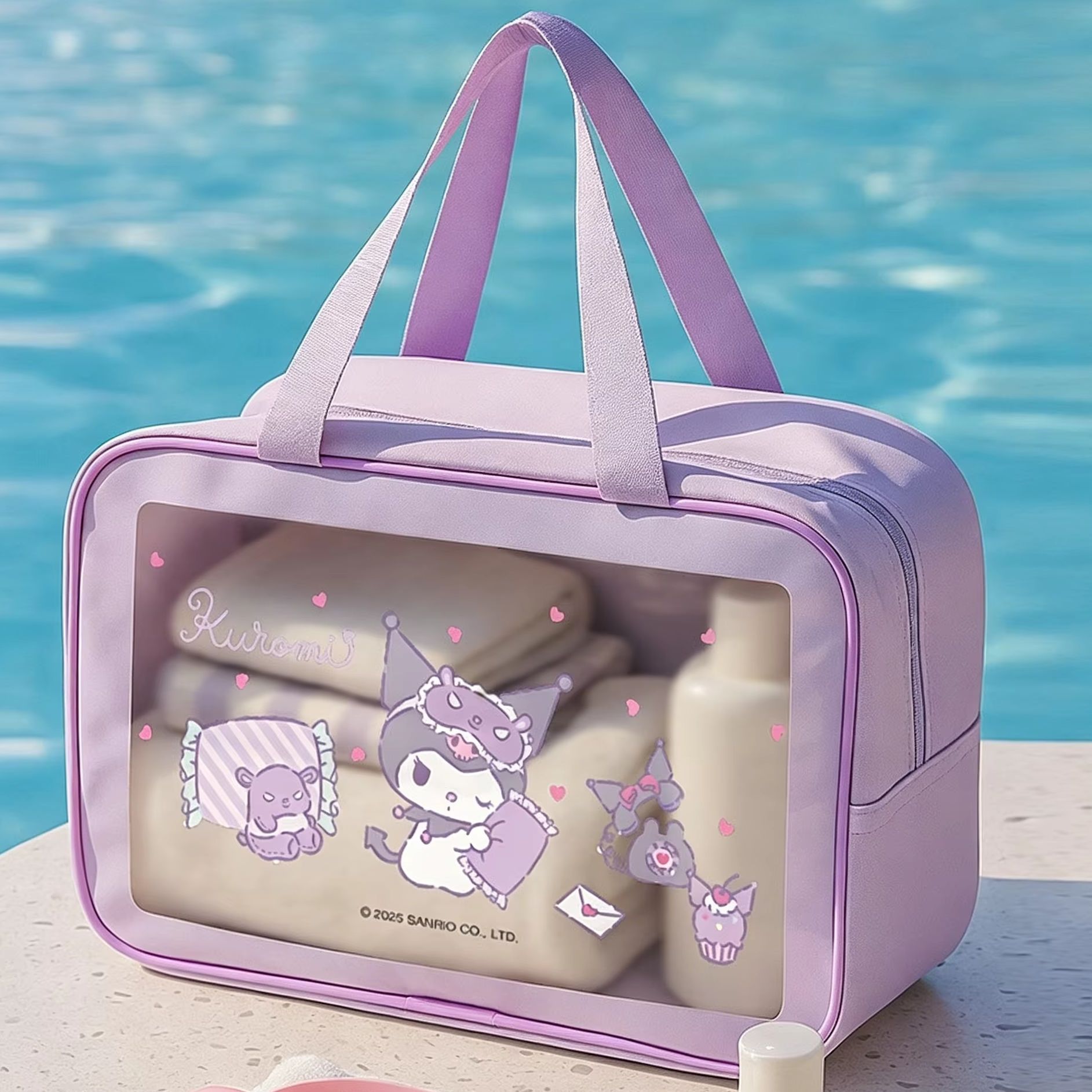 Skincare D'Alba - Wodoodporna torba do przechowywania Kuromi Sanrio,